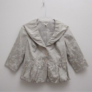J. Jill Floral Embroidered Peplum Button-up Blazer Top